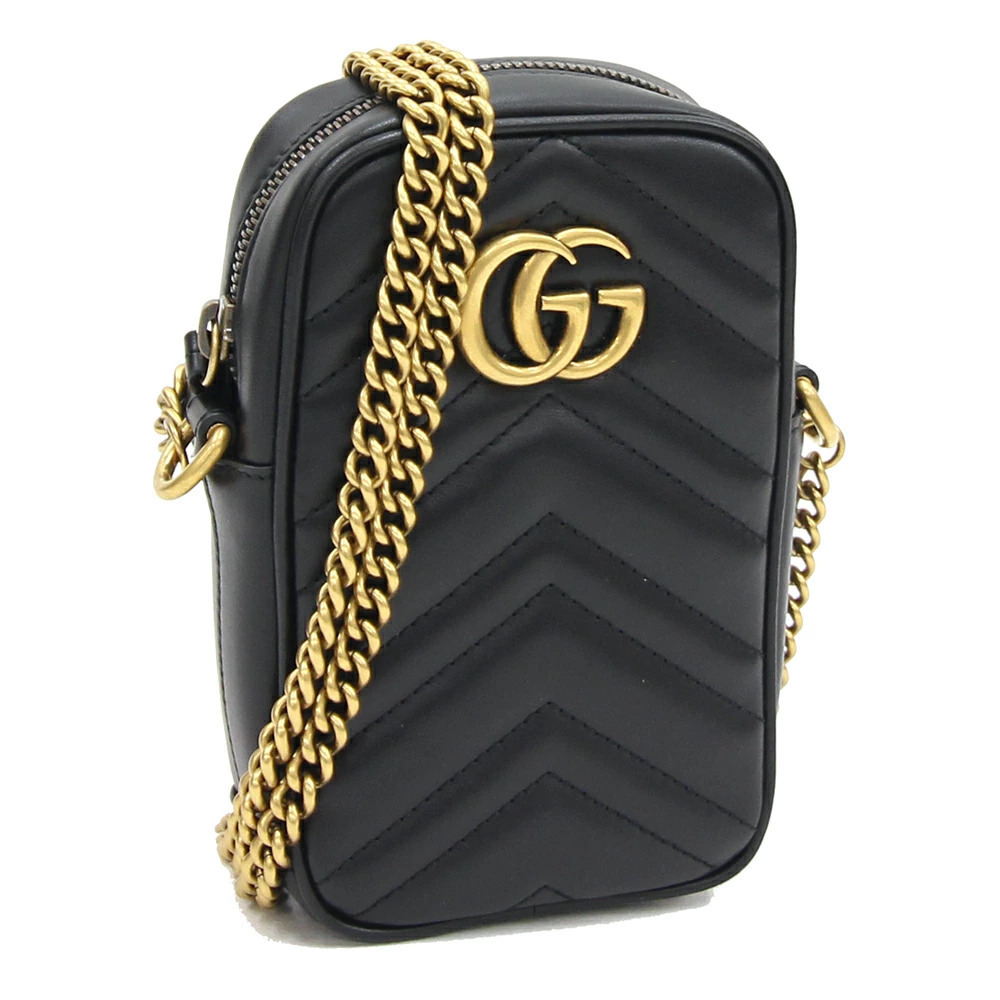 Gucci GG Marmont Shoulder Bag Black Leather Clutch Crossbody